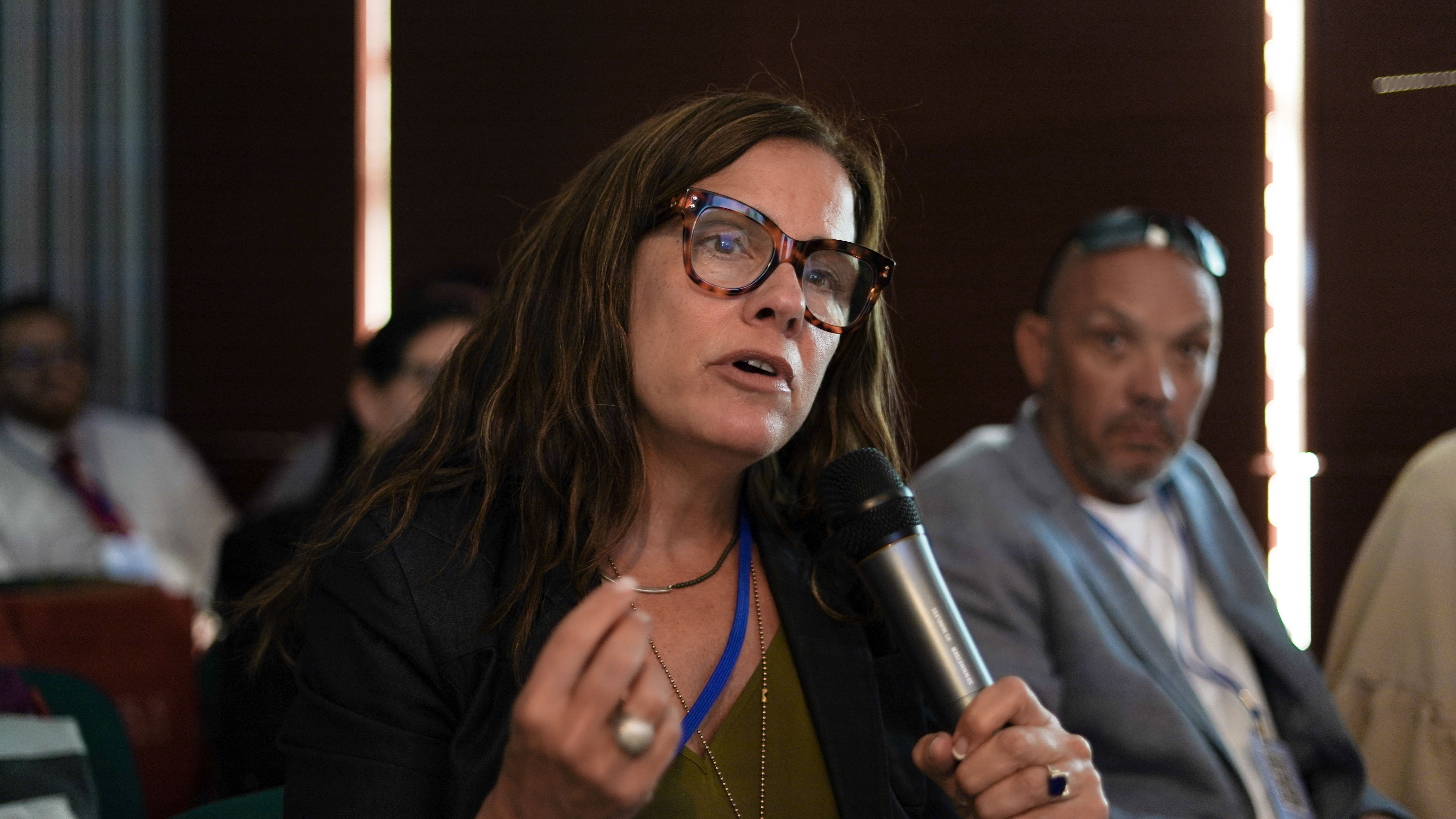 An attendee speaks from the floor at Regenerate Europe 2024